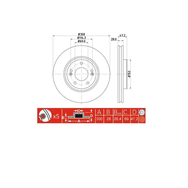 IOTO 10208-30301 Fren Diski Ön 300 Mm. Ix35 2010- Sportage 2010- 