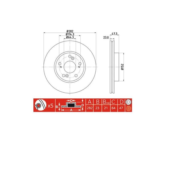 IOTO 10301-30306 Fren Diski Ön 282 Mm. Civic 1.6 2006- Cr-V 2002-2006