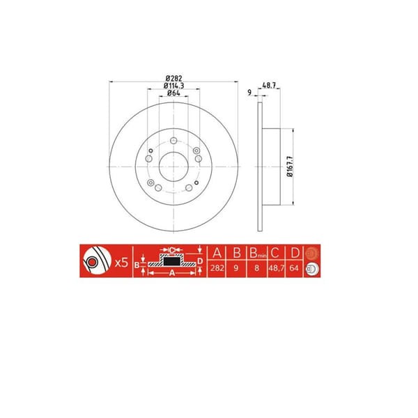 IOTO 10305-30307 Fren Diski Arka 282 Mm. Accord 2008-