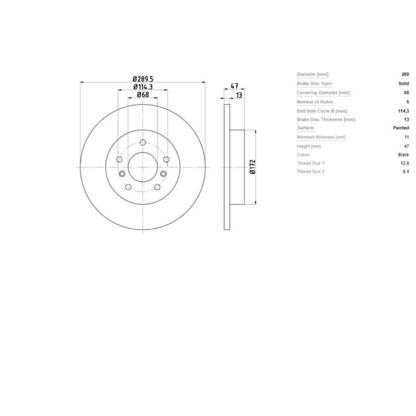 IOTO 10401-30305 Fren Diski Arka 289.5 Mm. Qashqai 2014- Kadjar 2015-