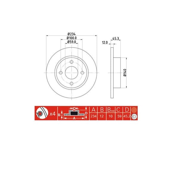 IOTO 10402-30301 Fren Diski Ön 234 Mm. Micra 1992-2003