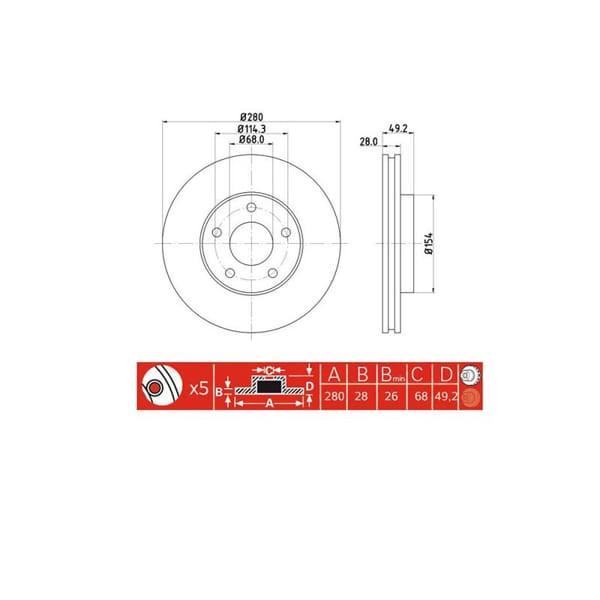 IOTO 10409-30304 Fren Diski Ön 280 Mm. Primera 2002- Almera 2000- X-Traıl 2001- 