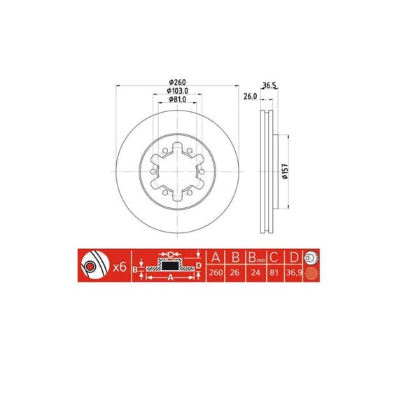 IOTO 10410-30302 Fren Diski Ön 260 Mm. Pıck-Up D22 2Wd 1998-2002
