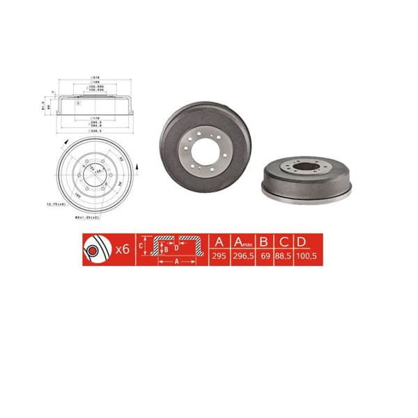 IOTO 10410-30303 Fren Kampanası Arka 336,3 Mm. Pıck-Up D21 1986-1998 Pıck-Up D22 1998-