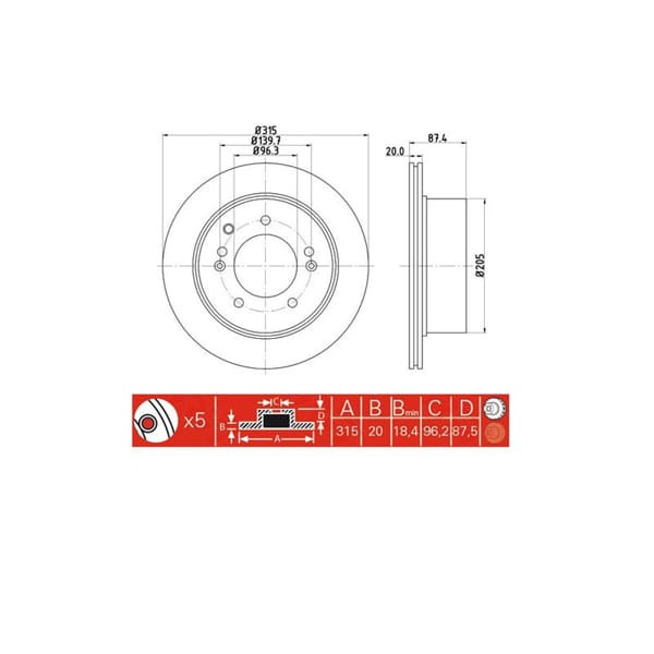 IOTO 10506-30302 Fren Diski Arka 315 Mm. Sorento 2.5 CRDI 2002-2006