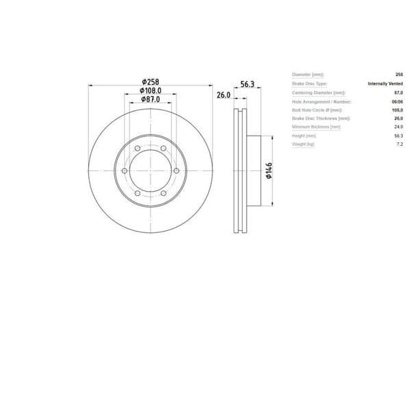 IOTO 10508-30301 Fren Diski Ön 258 Mm. Pregio 1997-