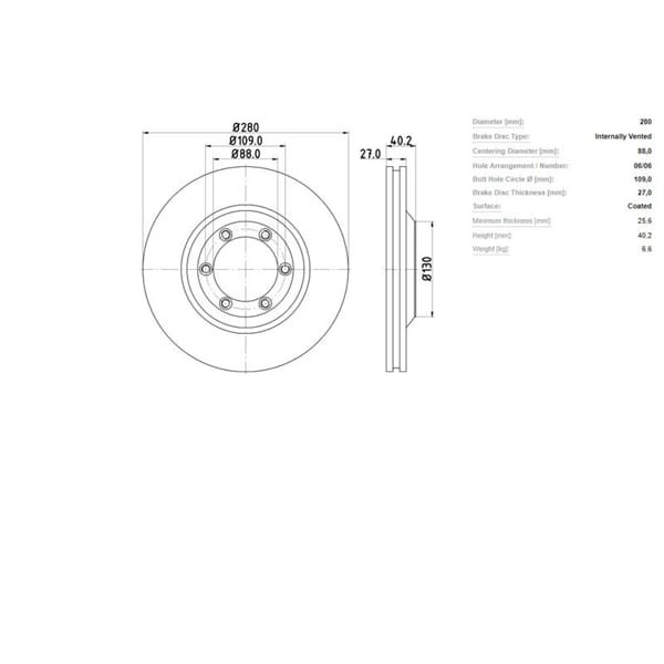 IOTO 10701-30302 Fren Diski Ön 280 Mm. Dmax 4Wd 2002- 