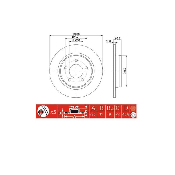 IOTO 10801-30306 Fren Diski Arka 280 Mm. Mazda 3 Serisi 2003- Mazda 5 Serisi 2005-
