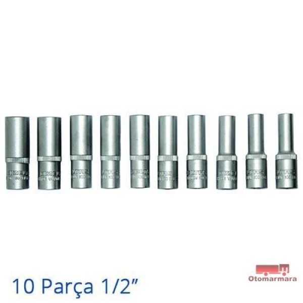 İZELTAŞ I1108006010 10 Parça 1/2 Altı Köşe Derin Lokma Takımı