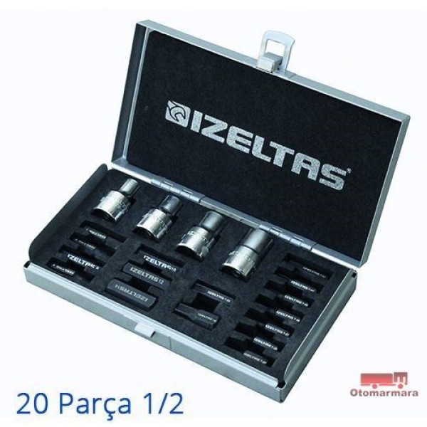 İZELTAŞ I1113003020 1/2 Manyetik Lokmalı Torx Uç Takımı 20Parça 