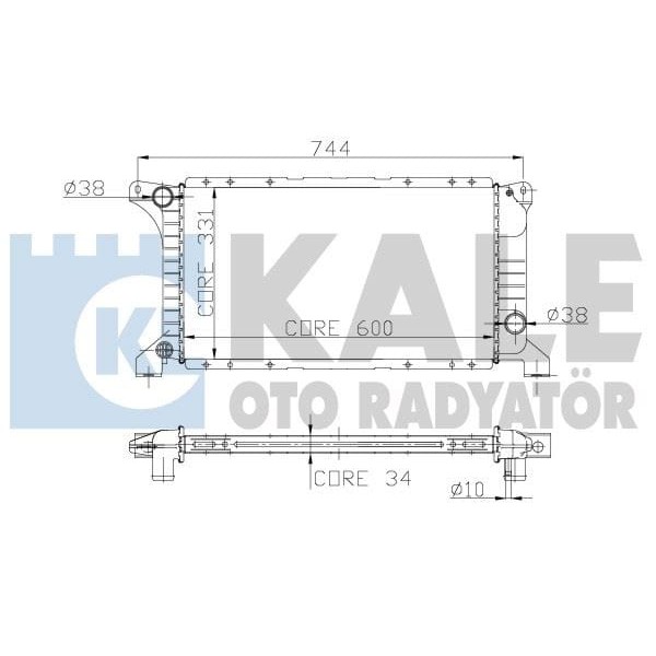 KALE OTO Radyatör 0206151AB Su Radyatörü Transit T12 1 Sıra Al Brz 15 Kısa Tıp 