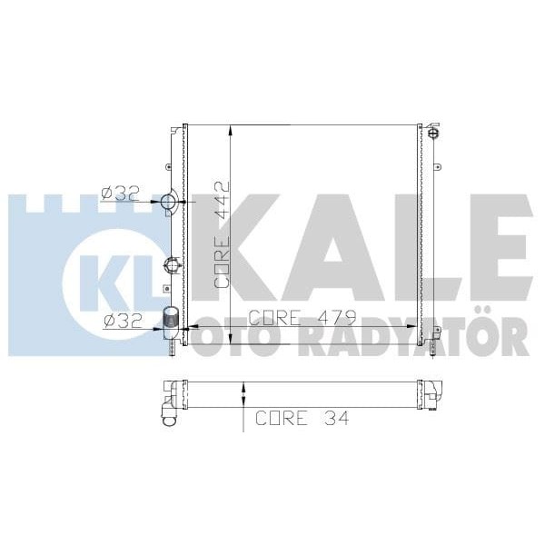 KALE OTO Radyatör 0534351AB Su Radyatörü Kangoo I 98- 1.9D Nac 1.5 DCI Ac 1 Sıra Alb 479X442X34 