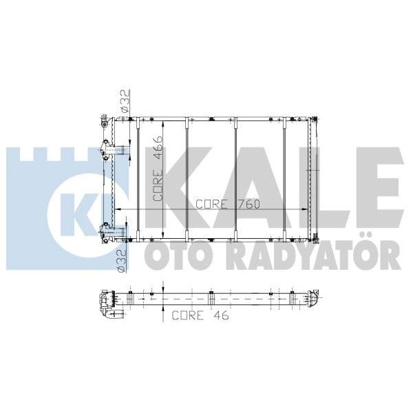 KALE OTO Radyatör 0543432PA Su Radyatörü Master II 98- 2.5D S8U / Movano A 98- 2 Sıra Cu Pl 760X466X 