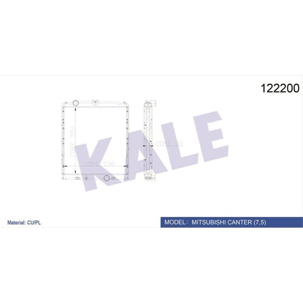 KALE OTO Radyatör 0602022PA Su Radyatörü Mitsubishi Canter 7.5 T 2 Sıra Cu - Pl Bakır