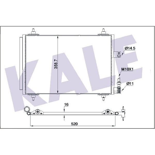 KALE OTO Radyatör 200ABC060 Klima Radyatörü (540×361×16) 407 Dw12Bted4 