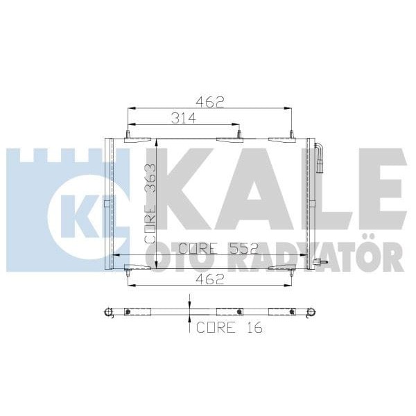 KALE 200ABC070 Condenser Peugeot 206 1.1/1.4/1.6/2.0 Mt Kurutucusuz 552×363×16 6455W6-6455×9