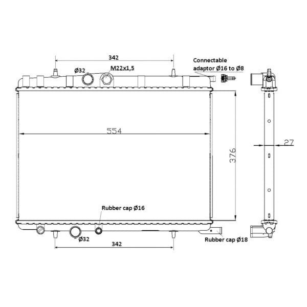 KALE OTO Radyatör 2014151PA Radyatör 307 1.4İe Xsara 2.0 Ie 1 Sıra Cu - Pl Sıstem 