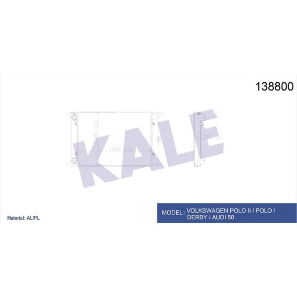 KALE OTO Radyatör 2018032AL Su Radyatörü Polo 13 Sıra Al - Pl Alümınyum 