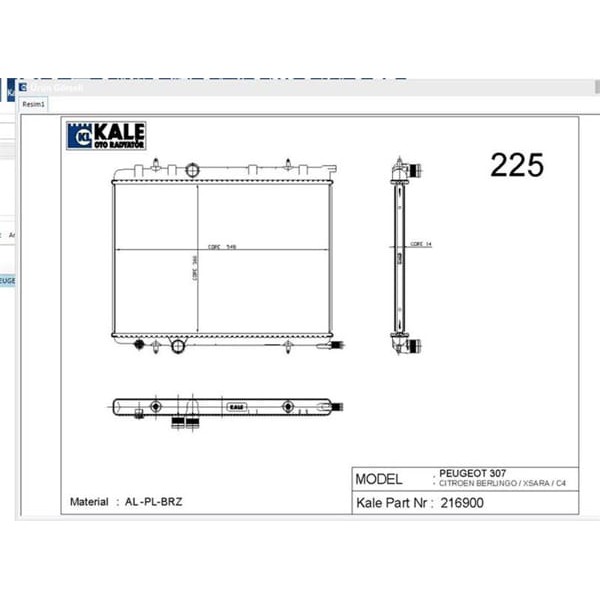 KALE OTO Radyatör 2043011AB Su Radyatörü 307 / Xsara C4 Berlingo 1.6İ 16V 1.4İ 1 Sıra 