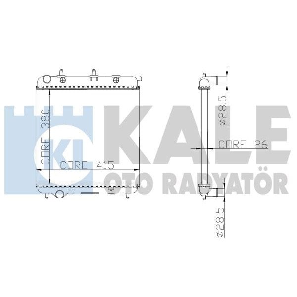 KALE OTO Radyatör 2049011AB Su Radyatörü Brazıng Peugeot 206 207 1007 1.4 HDI-Citroen C2 C3 C3 II 1. 