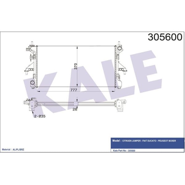 KALE OTO Radyatör 2052031AB Radyatör Al.Brz Boxer/Ducato/Jumper