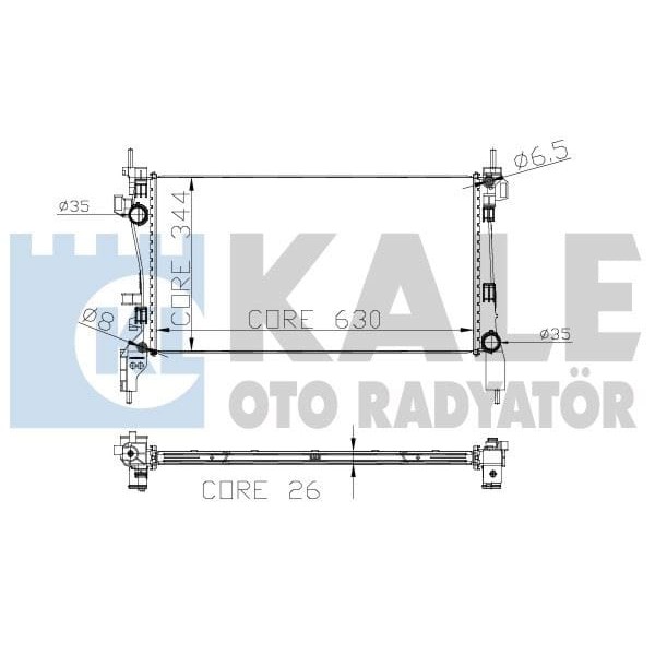 KALE OTO Radyatör 2062011AB Su Radyatörü Fiorino 08- / Bipper 08- 1.3 HDI 1.4 HDI / Nemo 08-