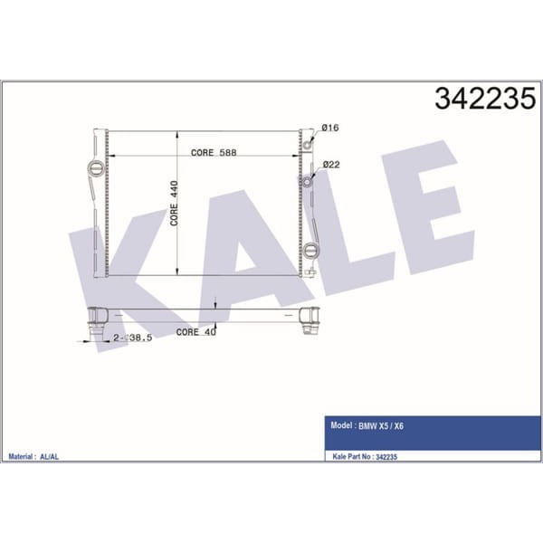 KALE OTO Radyatör 342235 Su Radyatörü Bmw X5 Bmw X6