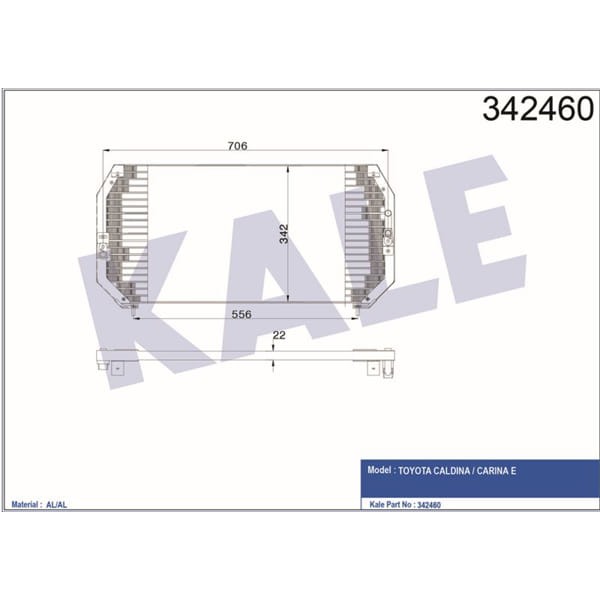 KALE OTO Radyatör 342460 Klima Radyatörü Toyota Carına E - Saloon-Sportswagon Al-Al