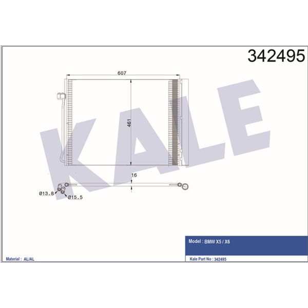 KALE OTO Radyatör 342495 Klima Radyatörü Bmw X5 E70 07- E71 08- Bmw X6 11- 