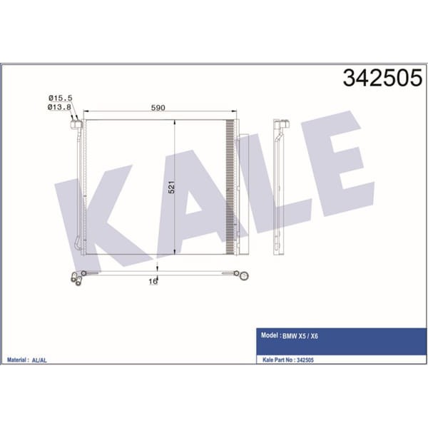 KALE OTO Radyatör 342505 Klima Radyatörü Bmw X5 Bmw X6