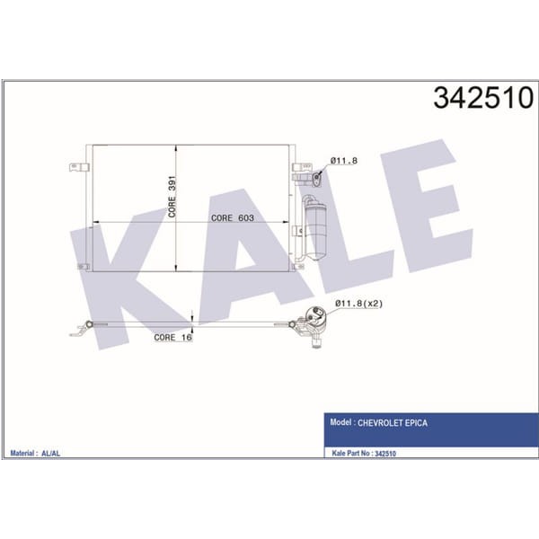 KALE OTO Radyatör 342510 Klima Radyatörü Epıca