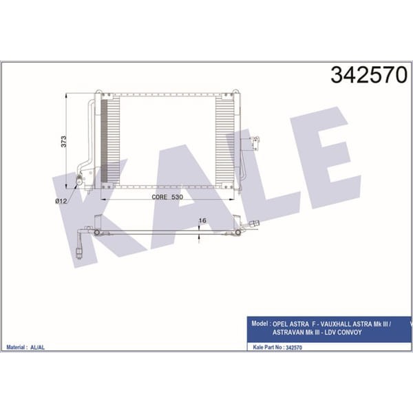 KALE OTO Radyatör 342570 Klima Radyatörü Astra F 91- 