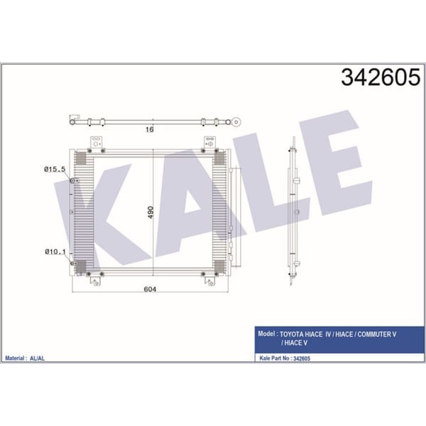 KALE OTO Radyatör 342605 Klima Radyatörü Hıace IV