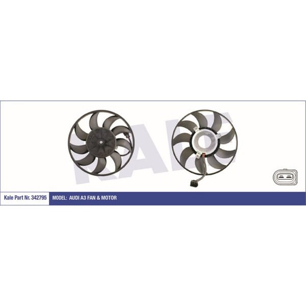 KALE OTO Radyatör 342795 Fan Motoru Golf VI 08- 1.2 Tsı 1.4 Fsı 1.6 TDI 2.0 TDI / A3 200W-296Mm 