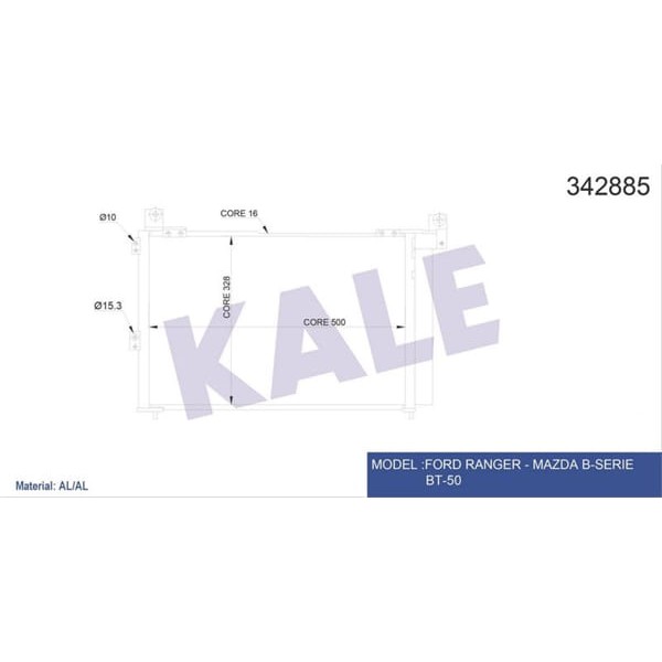 KALE OTO Radyatör 342885 Klima Radyatörü Mazda B Serıe-Bt-50 Ford Ranger Al-Al