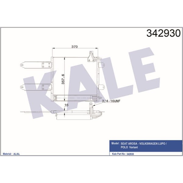 KALE OTO Radyatör 342930 Klima Radyatörü Polo III 99- Lupo 98- / Arosa 00- 