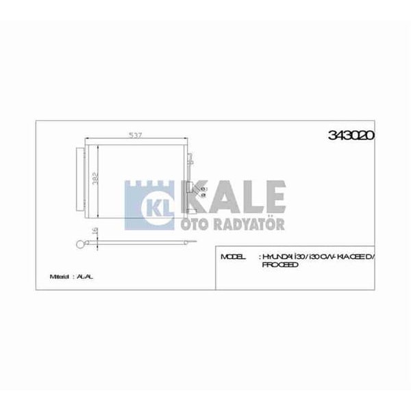 KALE OTO Radyatör 343020 Klima Radyatörü İ30 Coupecw-Kıa Ceed Al-Al 537X382X16 