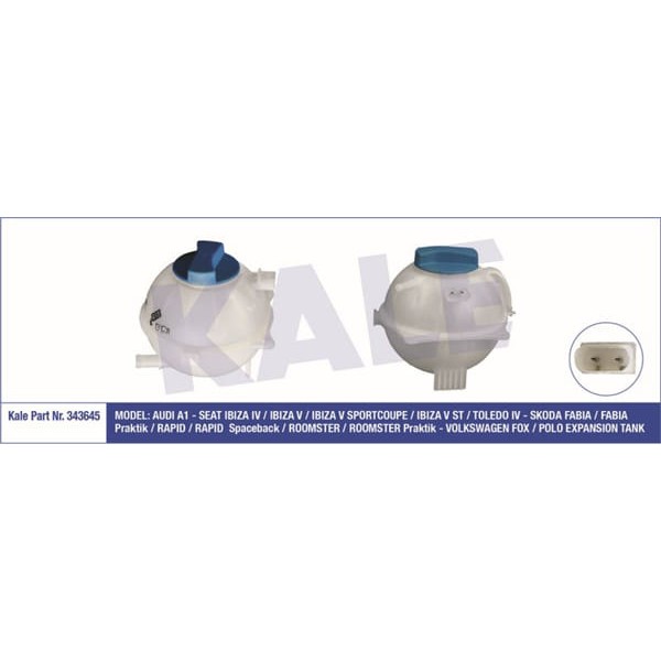 KALE RADYATÖR 343645 Radyatör Yedek Su Deposu Polo 01-09 / A1 / Cordoba Toledo IV Ibiza / Fabia 