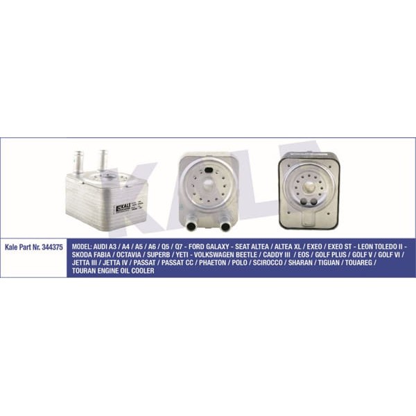 KALE OTO Radyatör 344375 Yağ Soğutucusu Golf VI 08- Golf V 04- Eos 06- 2.0 TDI Jetta III 05- Passat 