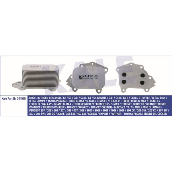 KALE OTO Radyatör 344515 Yağ Soğutucusu 307 -04 / C3 C4 / Tourneo Courier 14- 1.4 HDI 