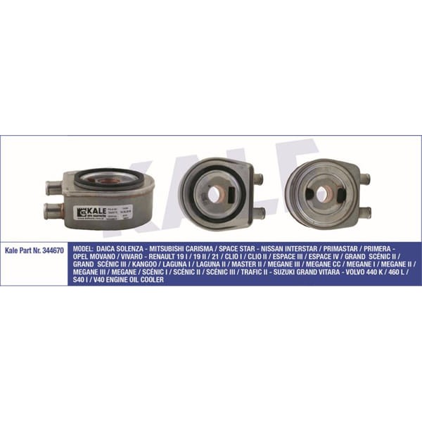 KALE OTO Radyatör 344670 Yağ Soğutucusu R19 1.9D CLIO II 98- 1.9D Kangoo 98- 1.9D 1.9 DCI Megane I 9