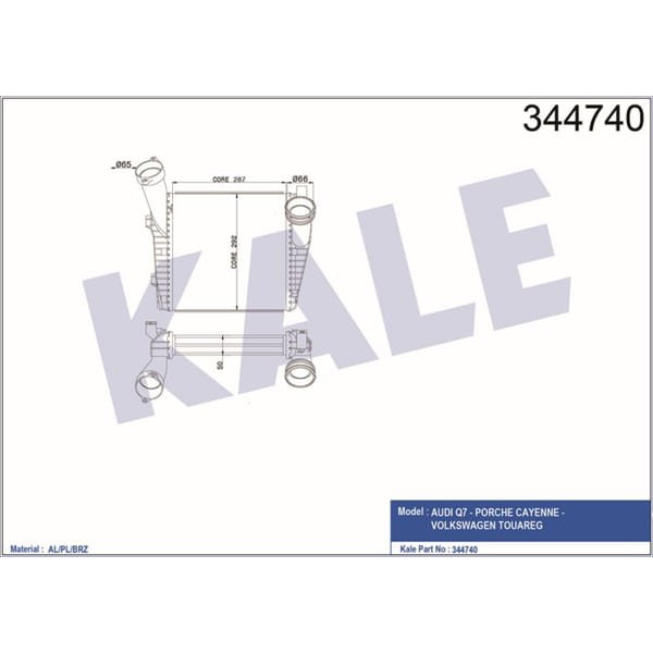 KALE OTO Radyatör 344740 Turbo Radyatörü Touareg 7L 03- 2.5 TDI 3.0 TDI 5.0TDI 7P 10- 3.0TDI / Q7 4L