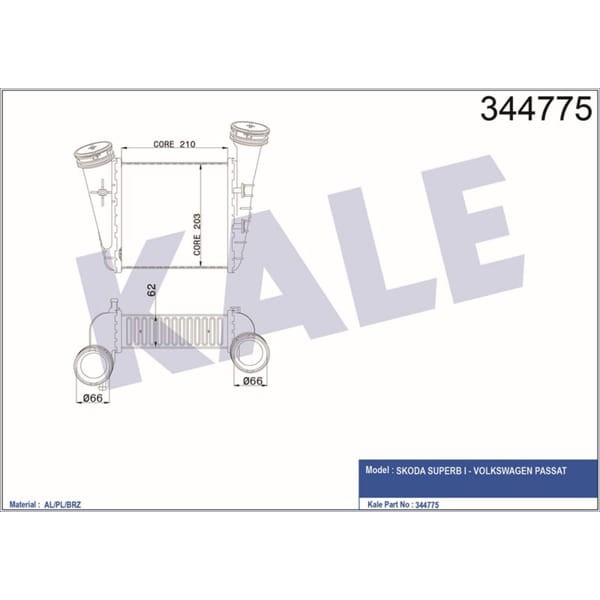 KALE OTO Radyatör 344775 Turbo Radyatörü Passat B5 00- 2.5 TDI