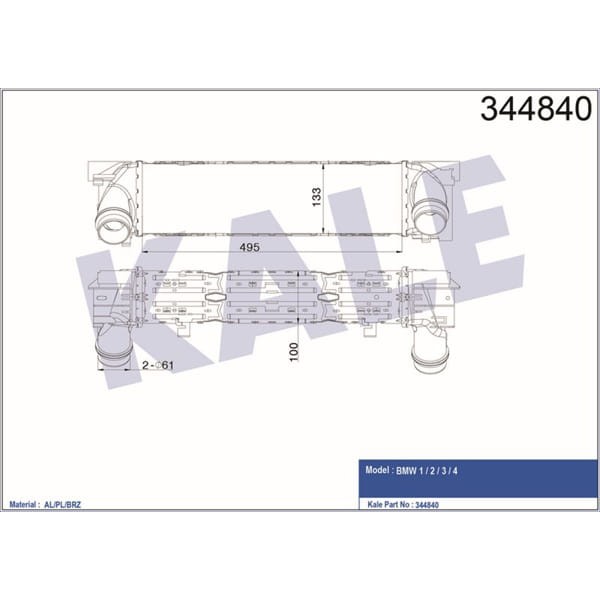 KALE OTO Radyatör 344840 Turbo Radyatörü Bmw 1 Bmw 2 Bmw 3 Bmw 4 