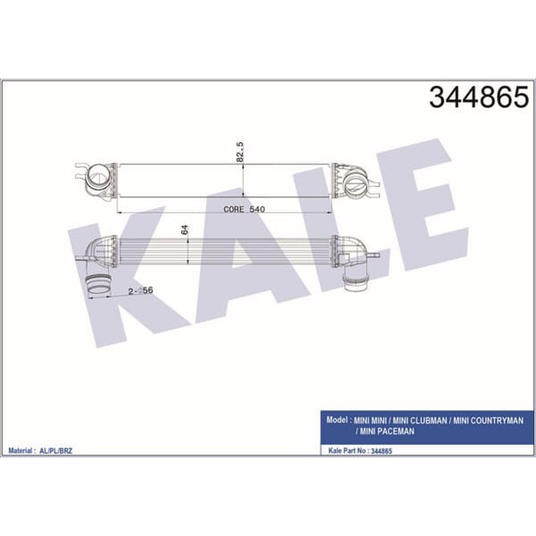 KALE OTO Radyatör 344865 Turbo Radyatörü Mini Mını Mini Clubman Mini Countryman Mini Paceman 