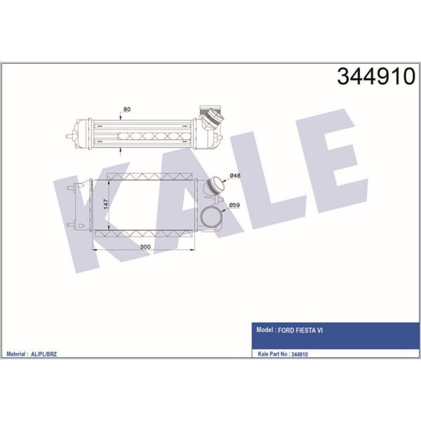KALE OTO Radyatör 344910 Turbo Radyatörü Fiesta VI 1.6 TDCI 08-12 
