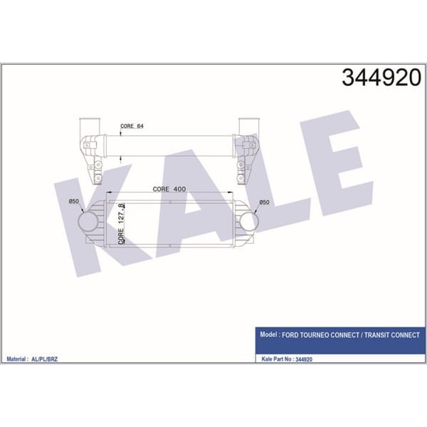 KALE OTO Radyatör 344920 Turbo Radyatörü Tourneo Connect 02- 1.8Dı 1.8 TDCI Al-Pl Sıstem 