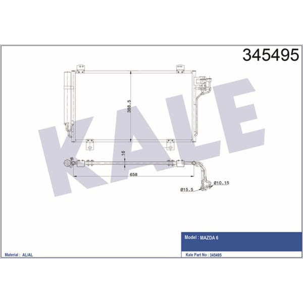 KALE OTO Radyatör 345495 Klima Radyatörü Mazda 6 13- Kurutucu Ile Ghr161480 
