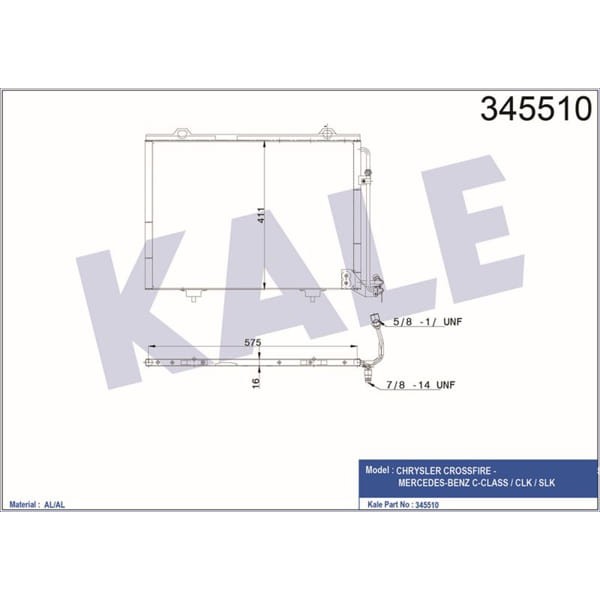 KALE OTO Radyatör 345510 Klima Radyatörü C-Class Clk Slk Crossfıre 