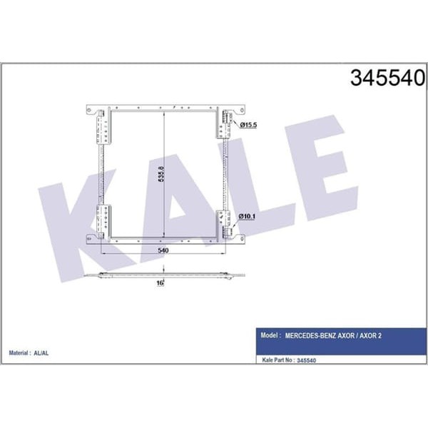 KALE OTO Radyatör 345540 Klima Radyatörü Axor 02-